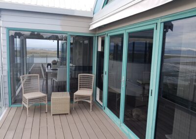 Original 1980's teal green single glazed doors